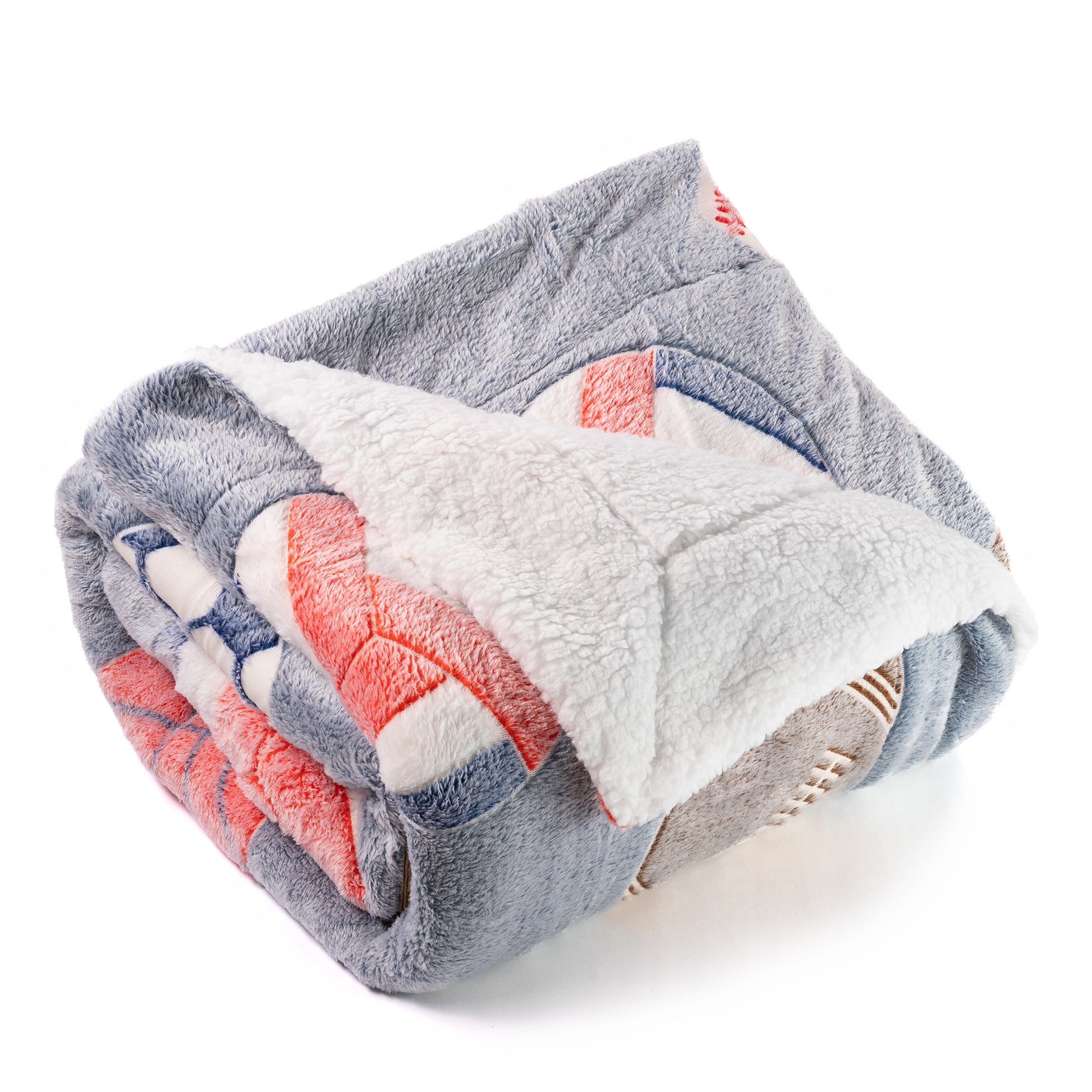 sports blanket with folded soft sherpa fleece