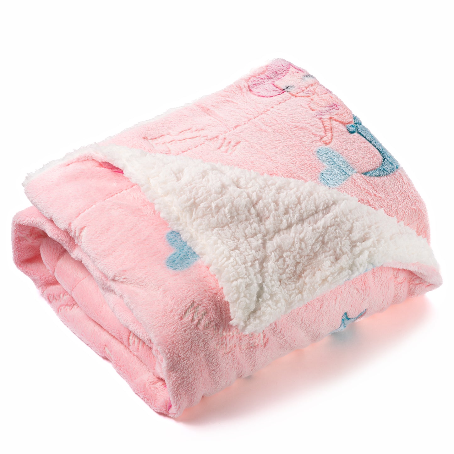 Pink mermaid blanket with folded soft sherpa fleece