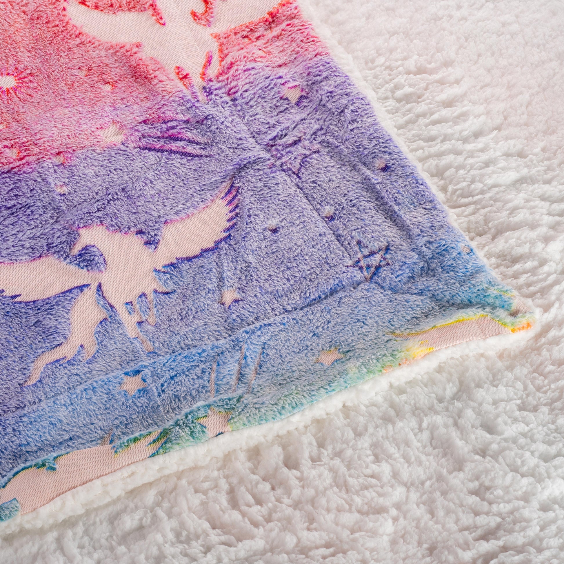 unicorn blanket with soft sherpa fleece